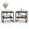 2 Pieces 2-Tier 20 Inch Square End Side Table for Living Room Bedroom-Rustic Brown